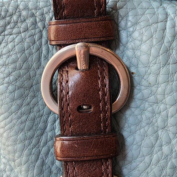 COACH D1082-F12334 Vintage Blue/Brown Chelsea Pebbled Leather Satchel Bag - Picture 11 of 16